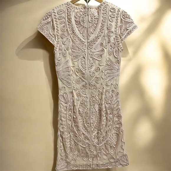 JS Collections Cocktail Dress 2 Light Blush Pink Embroidered Sheer Cap Sleeves - Picture 6 of 13